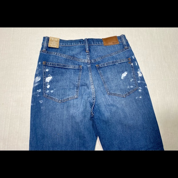 Madewell The High Rise Slim Boyfriend With White Paint Splater NWT Size 26 - Picture 7 of 16